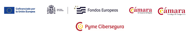 Entidades financiadoras: Unión Europea, Gobierno de España, Cámara de comercio de España, Cámara de Santiago de Compostela, Pyme Cibersegura