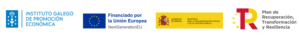 logos: Financiado por la Unión Europea, Plan de recuperación, Transformación y resilencia, Igape, Ministerio para la transformación digital y de la función pública